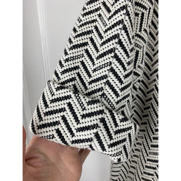 Chico's Women's 0 Black White Chevron Striped 3/4 Sleeve Duster Jacket - Picture 3 of 9